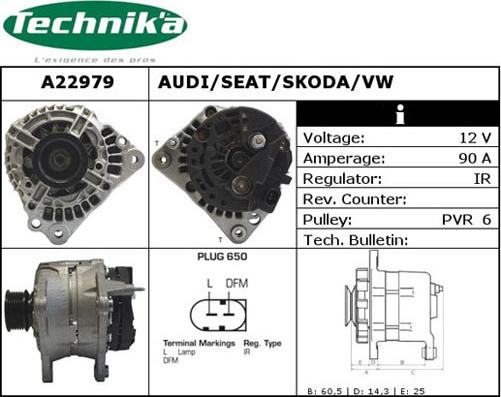 Technika A22979 - Alternator www.autospares.lv