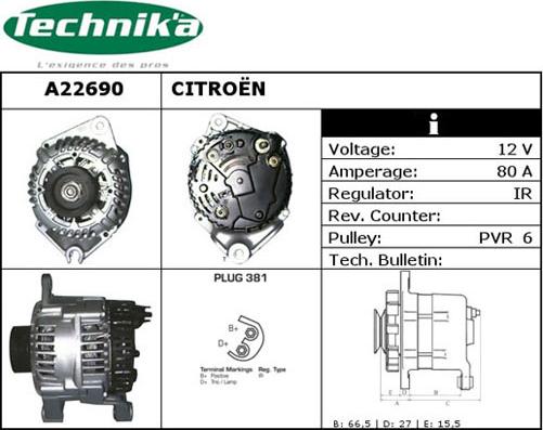 Technika A22690 - Ģenerators www.autospares.lv