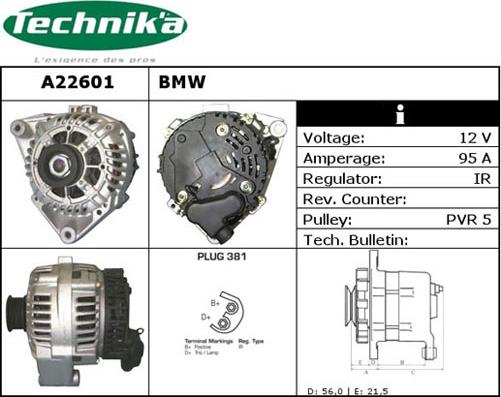 Technika A22601 - Alternator www.autospares.lv