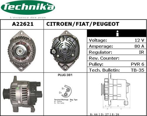 Technika A22621 - Ģenerators www.autospares.lv