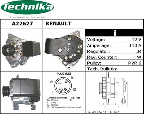 Technika A22627 - Alternator www.autospares.lv