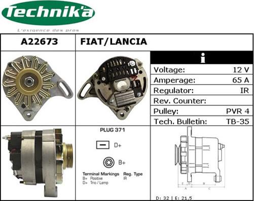 Technika A22673 - Генератор www.autospares.lv