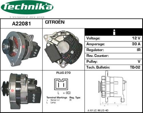 Technika A22081 - Ģenerators autospares.lv