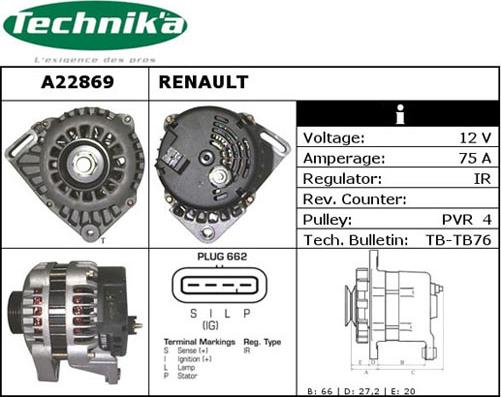 Technika A22869 - Ģenerators www.autospares.lv