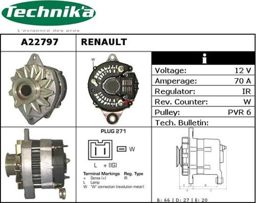 Technika A22797 - Генератор www.autospares.lv