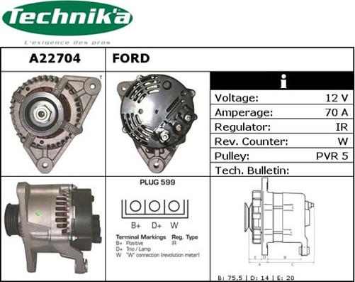 Technika A22704 - Alternator www.autospares.lv