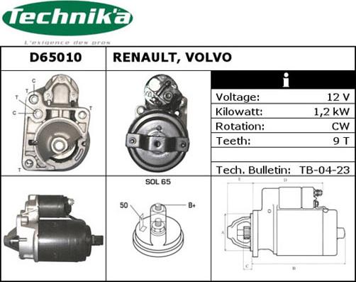 Technika D65010 - Starteris autospares.lv