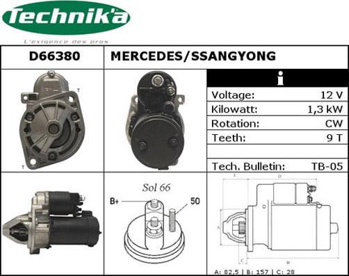 Technika D66380 - Стартер www.autospares.lv