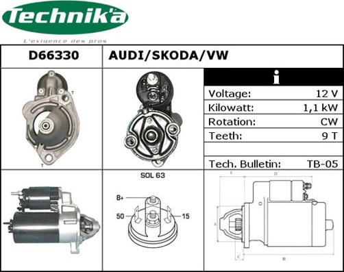 Technika D66330 - Starter www.autospares.lv