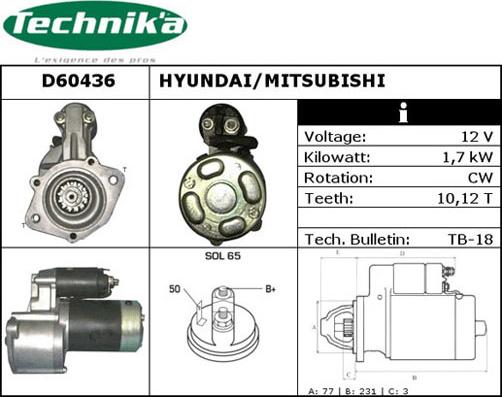 Technika D60436 - Starteris www.autospares.lv