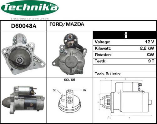 Technika D60048A - Starteris www.autospares.lv