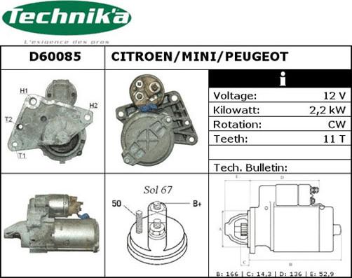 Technika D60085 - Starteris autospares.lv