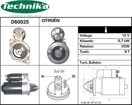 Technika D60025 - Starteris autospares.lv