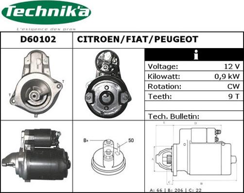 Technika D60102 - Starter www.autospares.lv