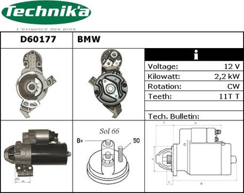 Technika D60177 - Стартер www.autospares.lv