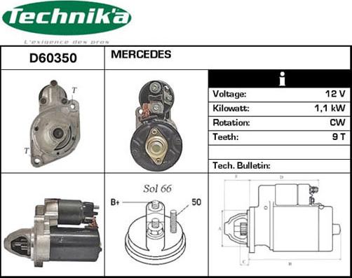 Technika D60350 - Стартер www.autospares.lv