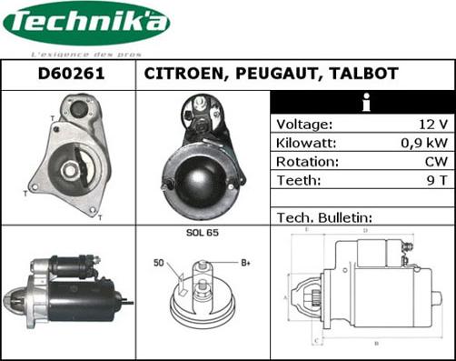 Technika D60261 - Starter www.autospares.lv