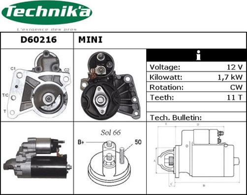 Technika D60216 - Starteris www.autospares.lv