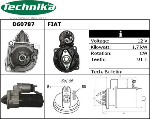 Technika D60787 - Стартер www.autospares.lv