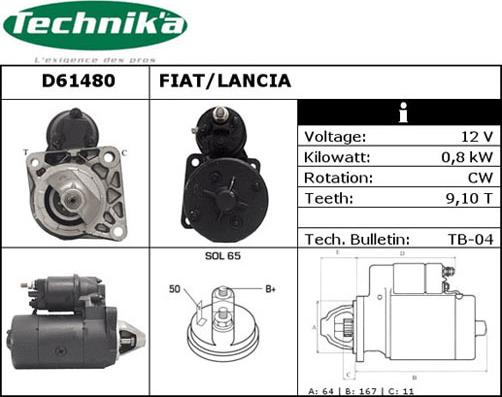 Technika D61480 - Starteris www.autospares.lv