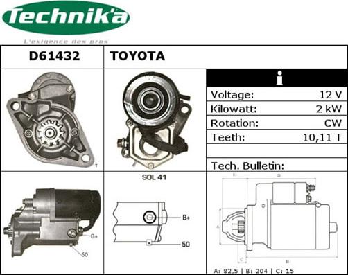 Technika D61432 - Starteris autospares.lv