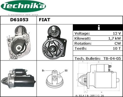 Technika D61053 - Starteris autospares.lv