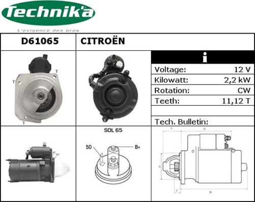 Technika D61065 - Starter www.autospares.lv