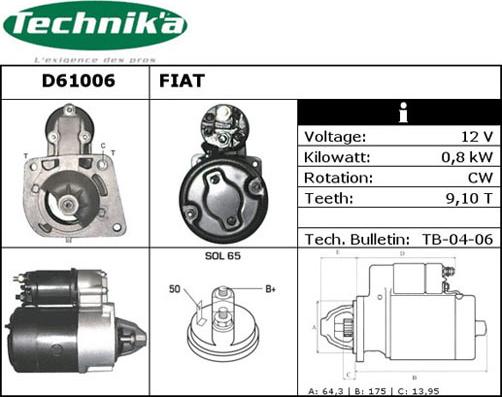 Technika D61006 - Starteris www.autospares.lv