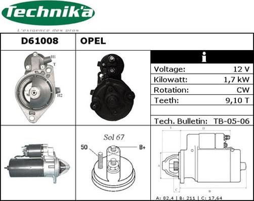 Technika D61008 - Starter www.autospares.lv