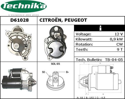 Technika D61028 - Starteris www.autospares.lv