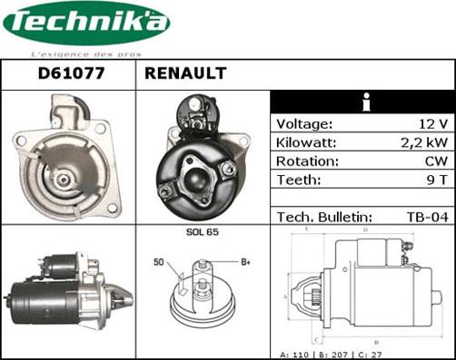 Technika D61077 - Starter www.autospares.lv