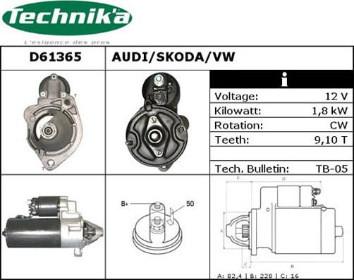 Technika D61365 - Starter www.autospares.lv