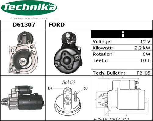 Technika D61307 - Starteris autospares.lv