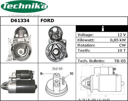 Technika D61334 - Starter www.autospares.lv