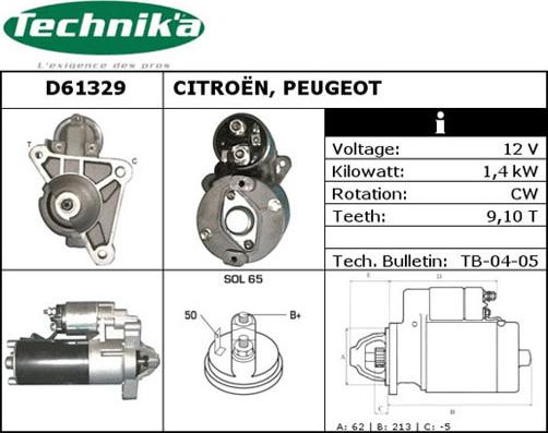 Technika D61329 - Starteris www.autospares.lv