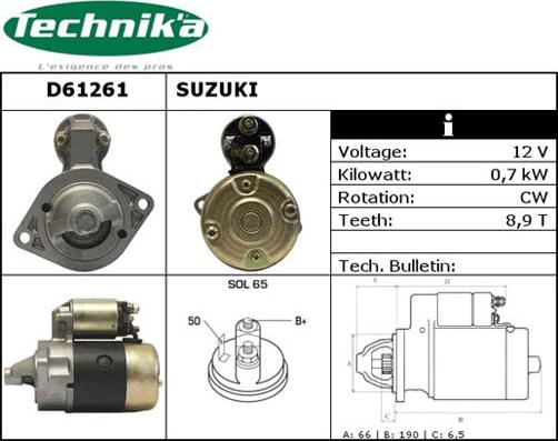 Technika D61261 - Starteris autospares.lv