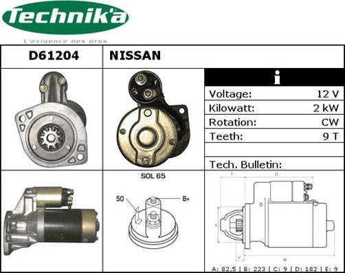 Technika D61204 - Starteris autospares.lv