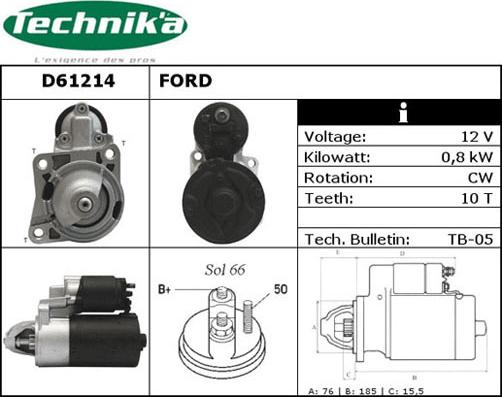 Technika D61214 - Starter www.autospares.lv