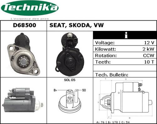 Technika D68500 - Starter www.autospares.lv