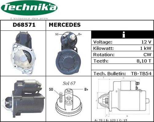 Technika D68571 - Стартер www.autospares.lv