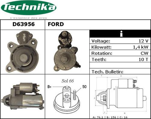 Technika D63956 - Стартер www.autospares.lv