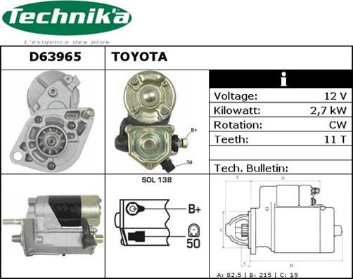 Technika D63965 - Starteris www.autospares.lv