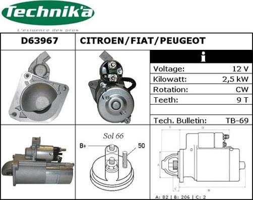 Technika D63967 - Стартер www.autospares.lv