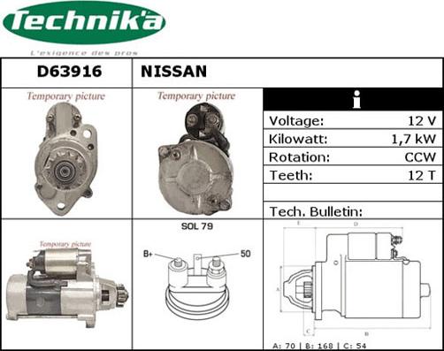 Technika D63916 - Starteris autospares.lv