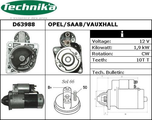 Technika D63988 - Starteris autospares.lv