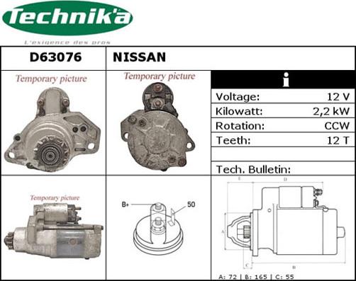 Technika D63076 - Стартер www.autospares.lv