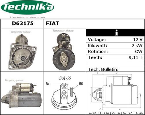 Technika D63175 - Starteris www.autospares.lv