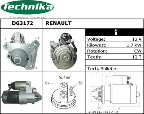 Technika D63172 - Starteris www.autospares.lv