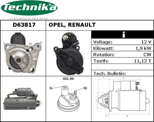 Technika D63817 - Starter www.autospares.lv