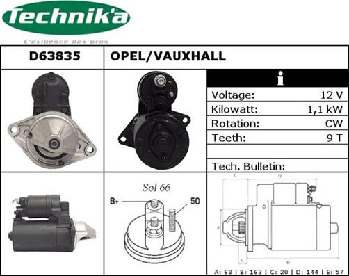 Technika D63835 - Starteris www.autospares.lv